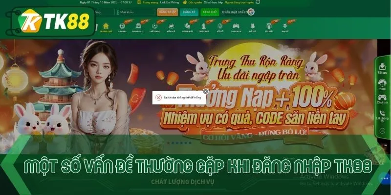 Một số vấn đề thường gặp khi đăng nhập TK88