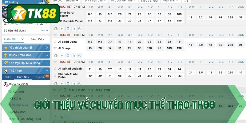 Giới thiệu đôi nét về chuyên mục thể thao TK88